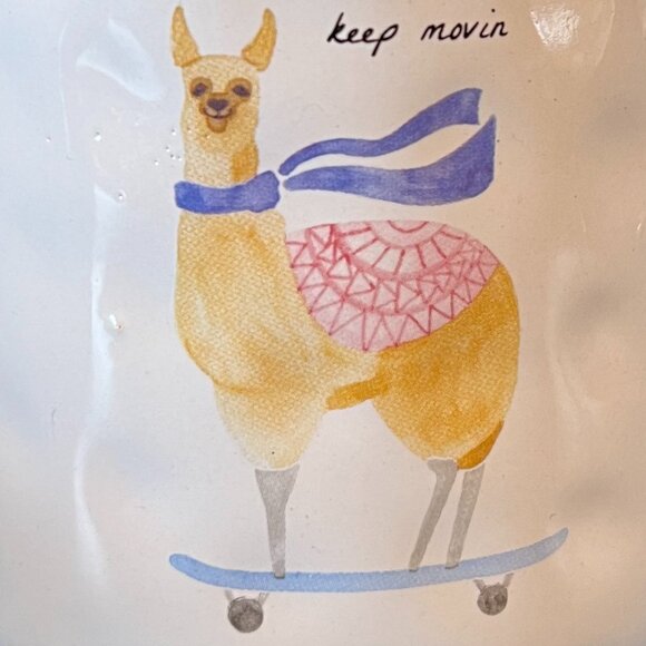 Kensie Home LLAMA ON SKATEBOARD Ceramic Mug ~ Keep Movin' ~ Polka Dots - Picture 2 of 11